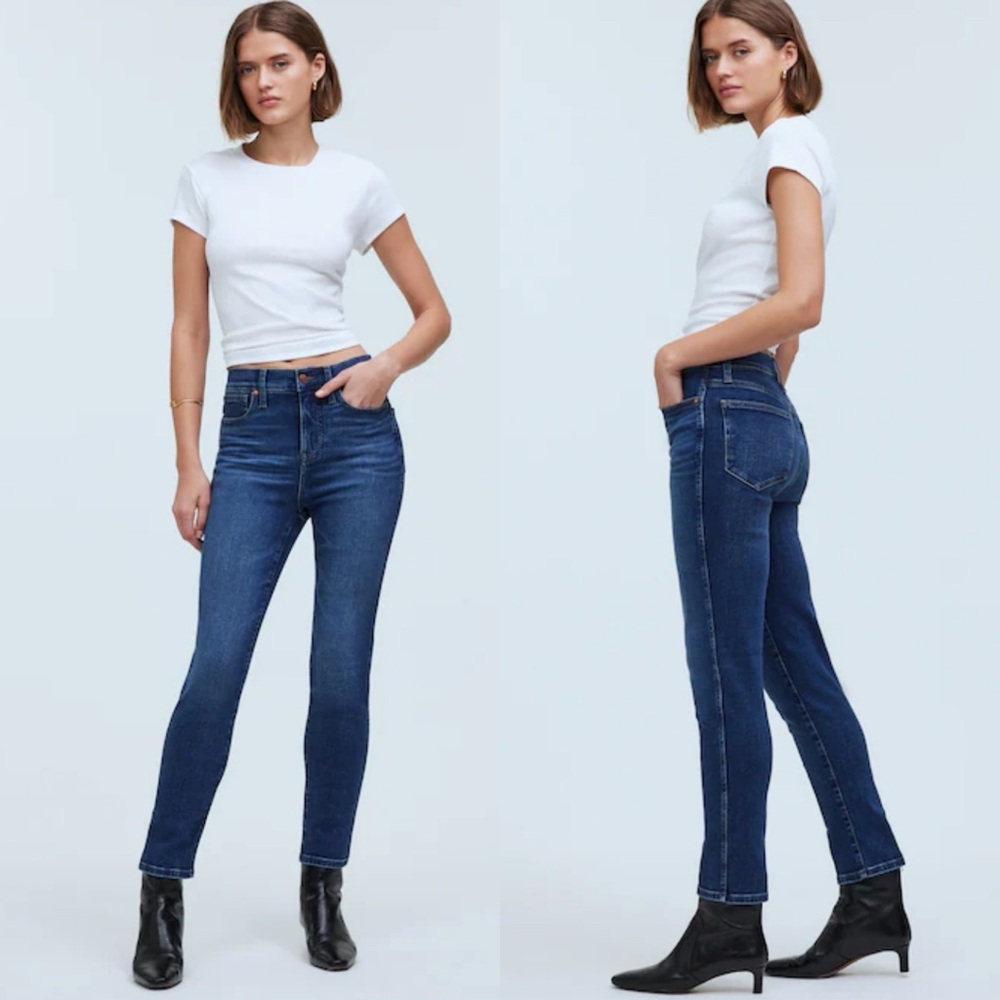 NEW Madewell petite‎ stovepipe jeans in Pendleton stretch